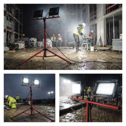 LED reflektor ELION, 2×30W + trojnožka, neutrálna biela