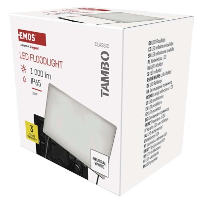 LED prožektorius TAMBO, 10 W, 1000 lm, IP65, juodas