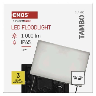 LED prožektorius TAMBO, 10 W, 1000 lm, IP65, juodas