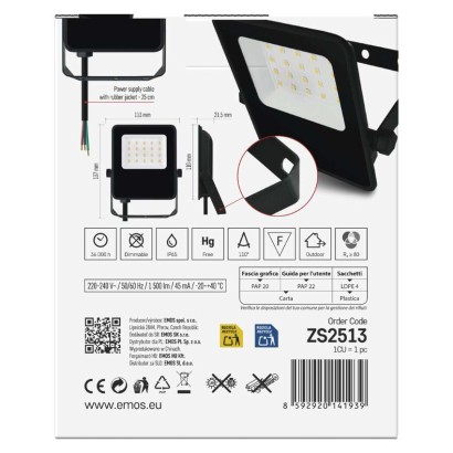 LED reflektor VISIO 10W nevtralna bela črni