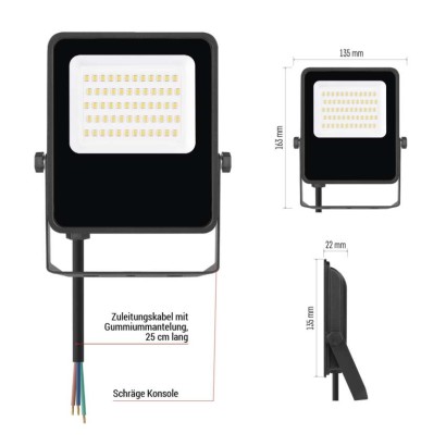LED-Strahler VISIO schwarz, 30W neutralweiß