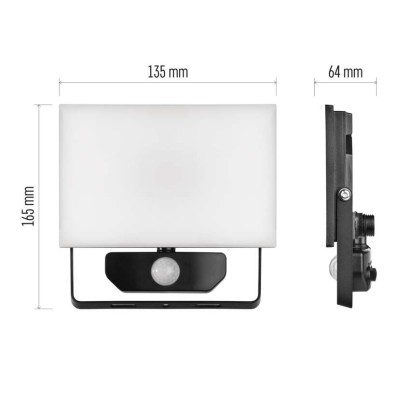 LED reflektor TAMBO s senzorjem gibanja, 20 W, 2000 lm, črn