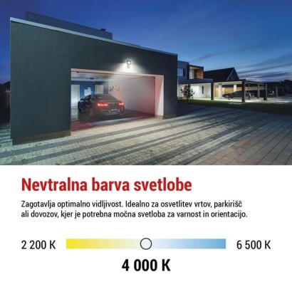 LED reflektor TAMBO s senzorjem gibanja, 20 W, 2000 lm, črn