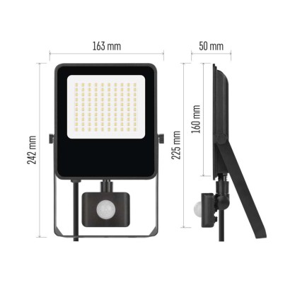 LED prožektorius VISIO su judesio jutikliu, 50 W, juodas, neutraliai baltas