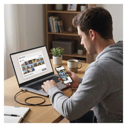 Įkrovimo ir duomenų perdavimo kabelis USB-A 2.0 / USB-C 2.0, 1 m, juodas