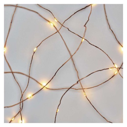 LED kalėdinė nano girlianda varinė, 4 m, lauko ir vidaus, šiltai balta, laikmatis