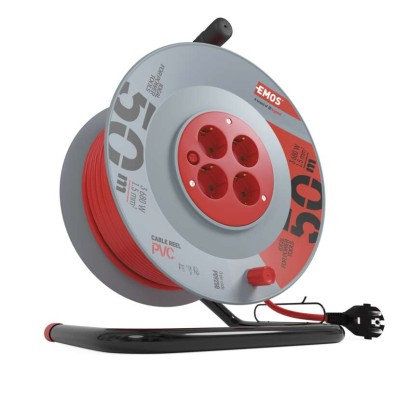 Pikenduskaabli rull 50 m / 4 Pistikupesa / oranž / PVC / 230 V / 1,5 mm2