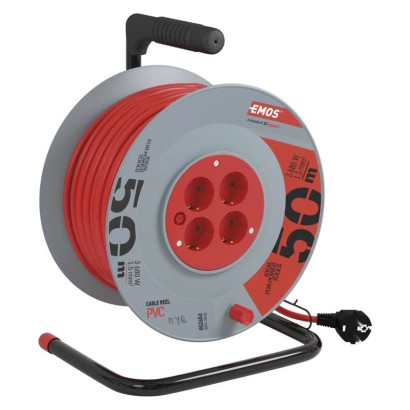 Pikenduskaabli rull 50 m / 4 Pistikupesa / oranž / PVC / 230 V / 1,5 mm2