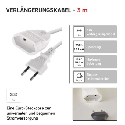 Verlängerungskabel – 3m, weiss