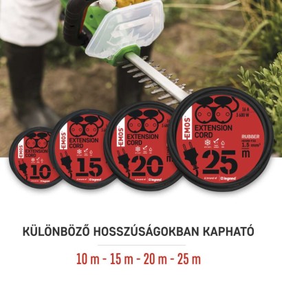 Hosszabbító 25 m / 2 aljzat / fekete / gumi / 250 V / 1,5 mm2