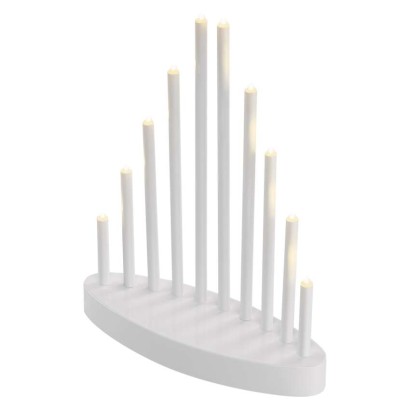 LED svečturis, balts, 24,5 cm, 3x AA, lietošanai iekštelpās, silti balts, ar taimeru