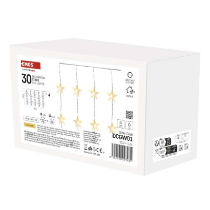 LED vánoční závěs – hvězdy, 120x90 cm, venkovní i vnitřní, teplá bílá, časovač