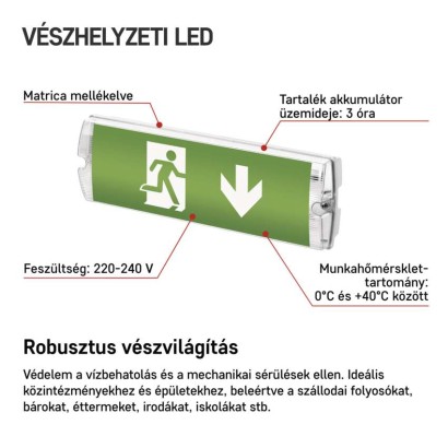 EMOS LED vészvilágító lámpatest NESSI 3W 3 óra IP65