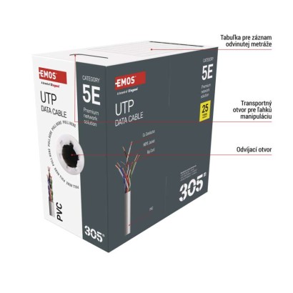 Datový kábel UTP CAT 5E, 305m