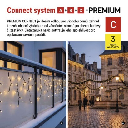 Premium LED spojovací řetěz blikající černý – rampouchy, 3 m, venkovní, teplá bílá