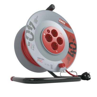 Pagarinātāja spole, 40 m / 4 kontaktligzdas / oranža / PVH / 230 V / 1,5 mm2