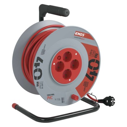 Pagarinātāja spole, 40 m / 4 kontaktligzdas / oranža / PVH / 230 V / 1,5 mm2