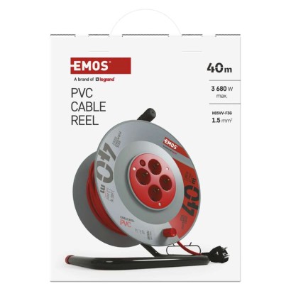 Pagarinātāja spole, 40 m / 4 kontaktligzdas / oranža / PVH / 230 V / 1,5 mm2