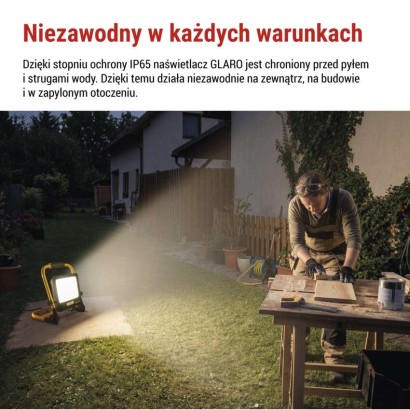 Naświetlacz LED GLARO 100 W, żółto-czarny, IP65, 10 000 lm, neutralna biel