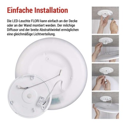 LED-Anbauleuchte FLORI rund, weiß, 22W, neutralweiß