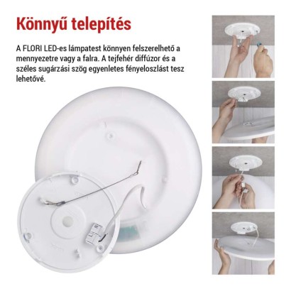 LED felületi lámpatest FLORI kerek, fehér, 22W, semleges fehér