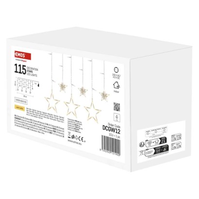Dekoracje - 115 LED sople gwiazdki 185x105 cm ciepła biel, IP44