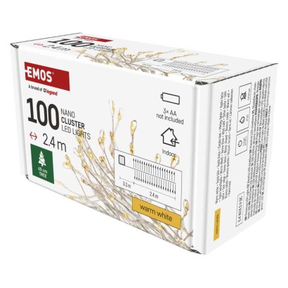 LED kalėdinė nano girlianda – ežiukas, 2,4 m, 3x AA, vidaus, šiltai balta, laikmatis