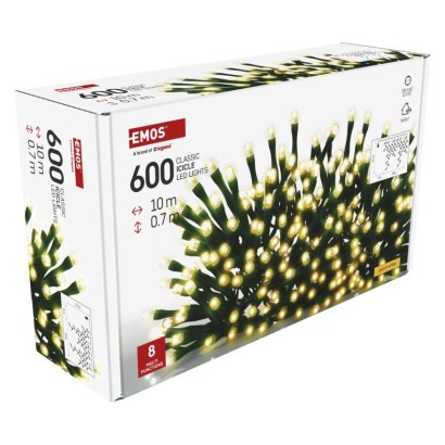 LED Ziemassvētku lampiņas – lāstekas, 10 m, liet. ārā un iekštelpās, silti baltas, 8 rež.