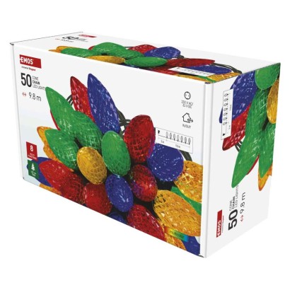 LED božična veriga, barvne žarnice, 9,8 m, večbarvna, večnamenska
