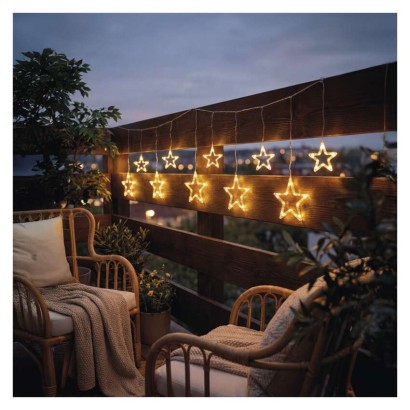 LED-Weihnachtsgirlande – Sterne, 190 x 50 cm, für den Außen- und Innenbereich, warmweiß
