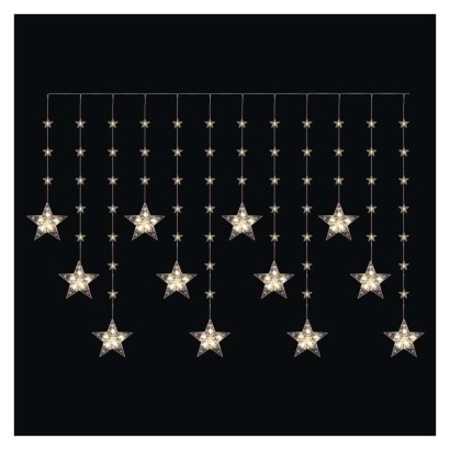 LED božična girlanda – zvezde, 1,7 m, 3x AA, za notranjo uporabo, topla bela, časovnik