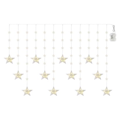 LED božična girlanda – zvezde, 1,7 m, 3x AA, za notranjo uporabo, topla bela, časovnik