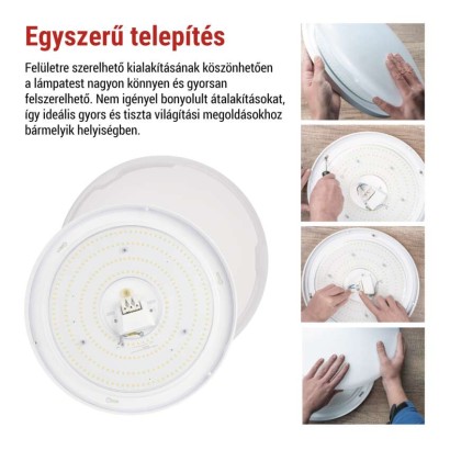 LED mennyezeti lámpatest TIVI, A CLASS, kerek, fehér 19W, IP44, Természetes fehér