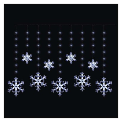 LED Kalėdų girlianda – snaigės, 160x95 cm, IP44, šalta balta, laikmati