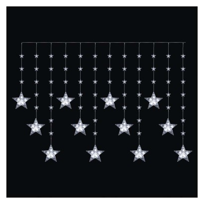 Świąteczna girlanda LED – gwiazdki, 170 x 85 cm, 3 baterie AA, IP44. zimna biała, timer