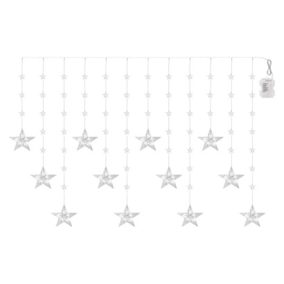 Świąteczna girlanda LED – gwiazdki, 170 x 85 cm, 3 baterie AA, IP44. zimna biała, timer