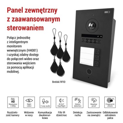 Jednostka kamery GoSmart do monitora IP880B 2WIRE i wideodomofonu IP-880A 2WIRE, 3 przyc.