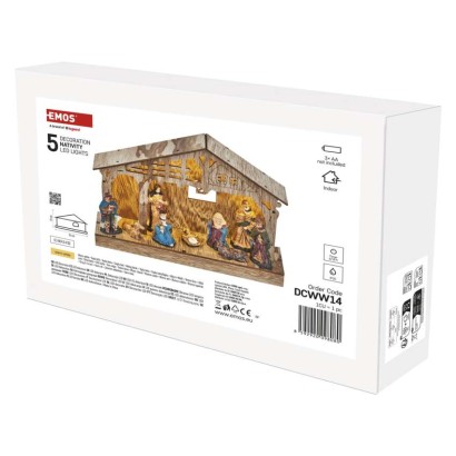 LED koka Ziemassv. Kristus dzimš. aina, 19 cm, 3x AA, liet. iekšt., silti balta, ar taim.