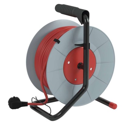 Predlžovací kábel na bubne 30 m / 4 zásuvky / červený / PVC / 230 V / 1 mm2