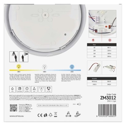 LED lampa FLERI, 20 W, IP65, silti-auksti balta