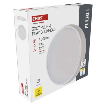 LED lampa FLERI, 20 W, IP65, silti-auksti balta