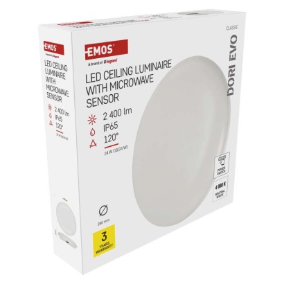 LED mennyezeti lámpatest DORI EVO, MW, kerek, fehér 24W, IP65, Természetes fehér