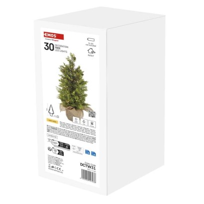 LED osvetljeno drevo, 50 cm, za zunanjo in notranjo uporabo, toplo bela, časovnik