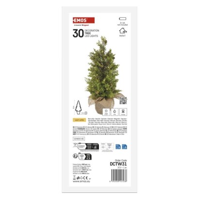 LED osvetljeno drevo, 50 cm, za zunanjo in notranjo uporabo, toplo bela, časovnik