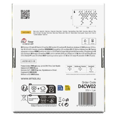 LED Ziemassv. lamp. – lāst., 5 m, liet. ārā un iekšt., silti b., ar pulti, 8 r., ar taim.
