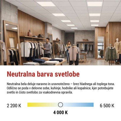 LED panel REXXO backlit 60×60, kvadratni, vgradni, bel, 30W NW