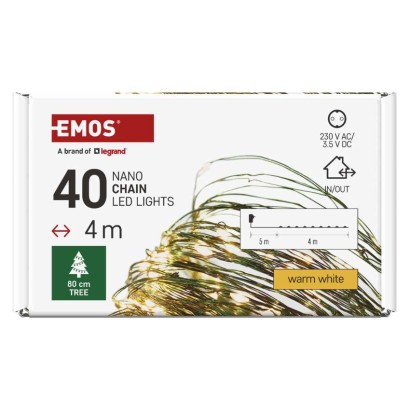 LED Weihnachtliche Nano-Kette grün, 4 m, Außen und Innen, warm-weiß, Timer