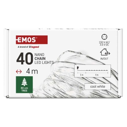 Dekoracje - 40 LED nano łezki 4m ciepła biel, srebrny przewód, IP44 timer
