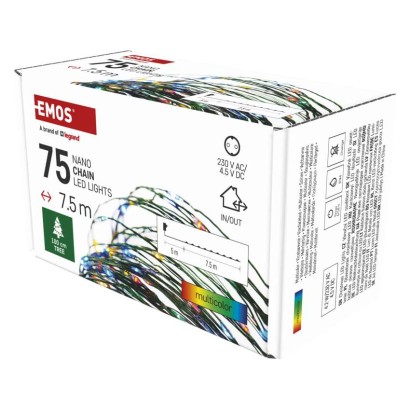 LED Weihnachtliche Nano-Kette grün, 7,5 m, Außen und Innen, Multicolor, Timer