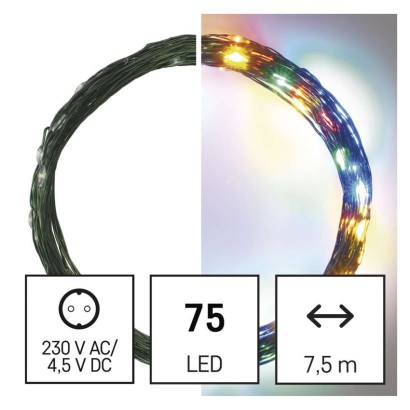 LED Weihnachtliche Nano-Kette grün, 7,5 m, Außen und Innen, Multicolor, Timer